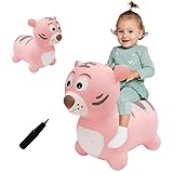 Ximi Aomai Tiger Jump Horse for Toddlers, Inflatable Animals Hopping Horse,Waddle Ride on Rubber Jumping Toys for Kids/Boys/Girls Baby First Birthday Gift 18 Month 1 2 3 4 Year Old Kid
