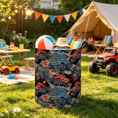 Image of Monster Truck Laundry Hamper,Waterproof Canvas Foldable Baskets,Car Room Decor,Gift Basket(Car)