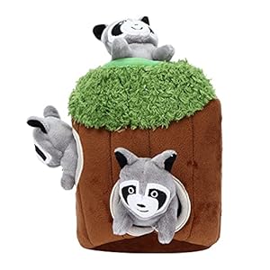 Hide and Seek Dog Toy, Interactive Dog Toys Interactive Squeaky Plush Burrow Dog Toy Raccoon Tree Holes Puzzle Toys Dog Toys Stuffed Toys for Small and Medium Size Dogs