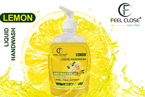 Image of FEEL ON 500 ml (Pack of 2) Liquid Handwash Refill - Original Germ Protection Paraben Free | Aqua Handwash Moisturizer and Soft on Hands (Lemon)