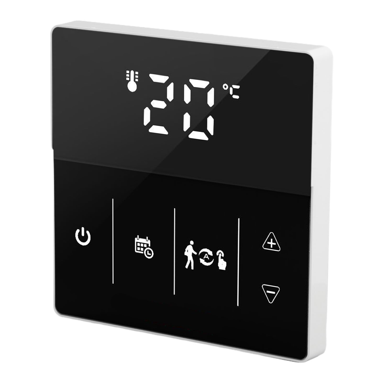 Cyfrowy termostat WIFI, inteligentny ekran dotykowy, aplikacja telefonu, pilot głosowy, termostat domowy, 90-240 V (czarny)