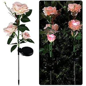 Allwin Outdoor Solar Garden Pfahlbeleuchtung,Rose Blumen Solar Landschaft Dekoratives Licht,LED Wasserdichtes Solarbetriebenes Licht,Für Patio, Hof, Weg, Gehweg, Hinterhof, Rasendekoration,Rosa