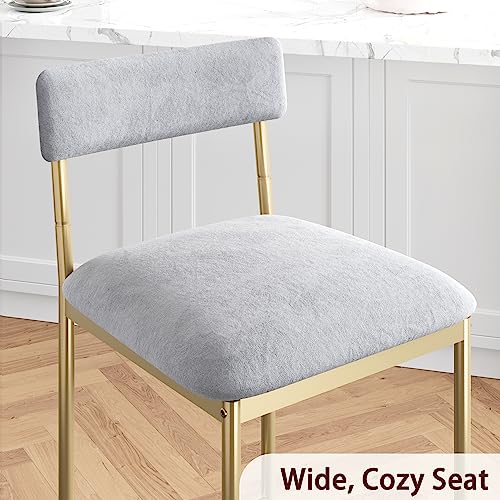 Conjunto de 4 butacos Garvee para barra, tapizados, con respaldo y reposapiés, asiento más ancho, para isla de cocina o comedor, fácil ensamblaje, dorado miniatura 6