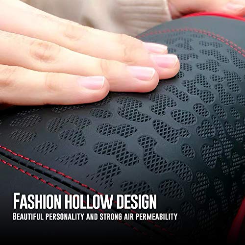 Car Leather Neck Pillows, 100% Memory Foam Cervical Support Cushions - Set of 2 for Travel and Home Office, Red
