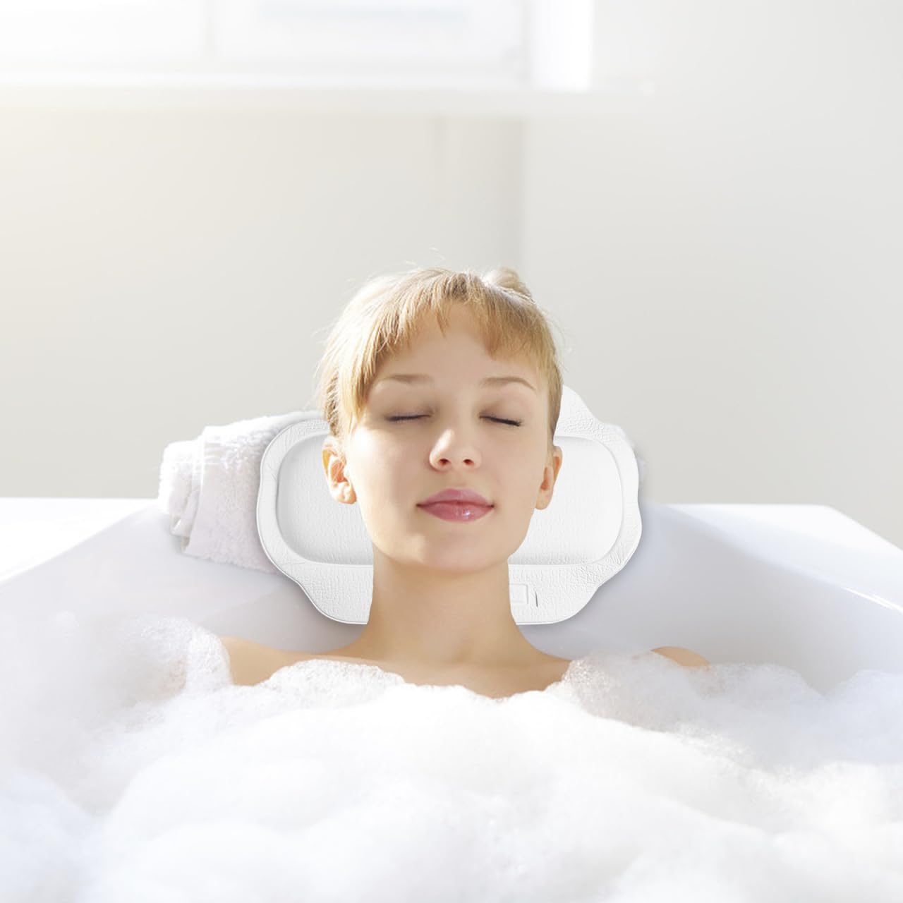 Minkissy 2 Almohadas De BañEra con Ventosas Grandes Y Potentes CojíN De BañO para Cabeza Y Cuello Soporte CóModo para SPA Y Ducha En Casa Apto para La Mayoría De BañEras
