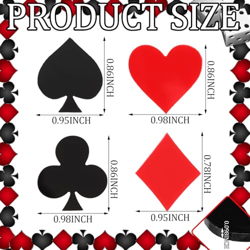 Threehoney 96 Pcs Casino Vase Filler Acrylic Poker Suits Casino Theme Party Decorations Vases Floating Candles Items Table Scatter Decorations for Las Vegas Night Birthday Tabletop Centerpieces