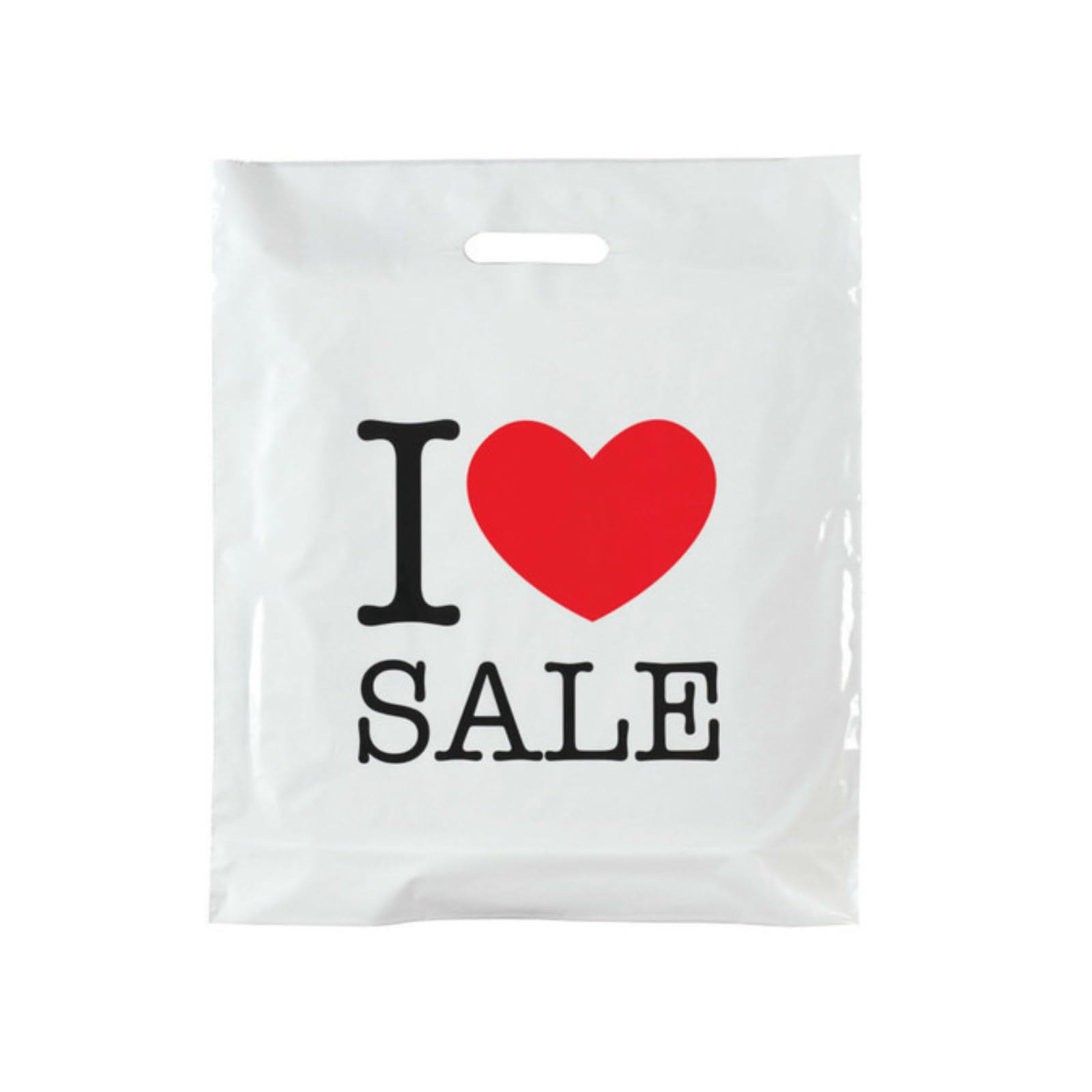 100X I Love Sale 15"x18"+3 Printed Plastic Carrier Bags
