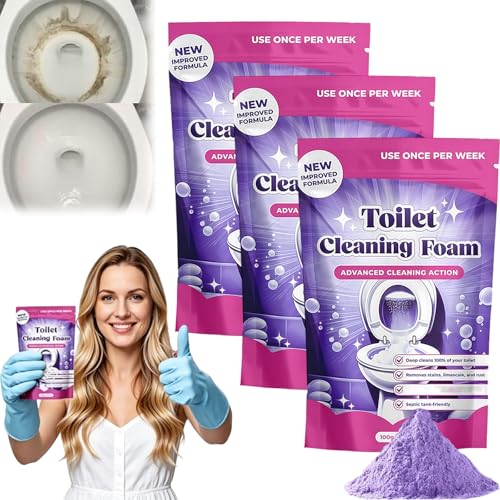 Fizzclean WC-Reiniger Original 2026 Neu Fizz Clean Toilettenschaum Fizzclean Rohrreiniger Toilet Cleaning Foam Powder Stays Clean Longer (3 Stk)