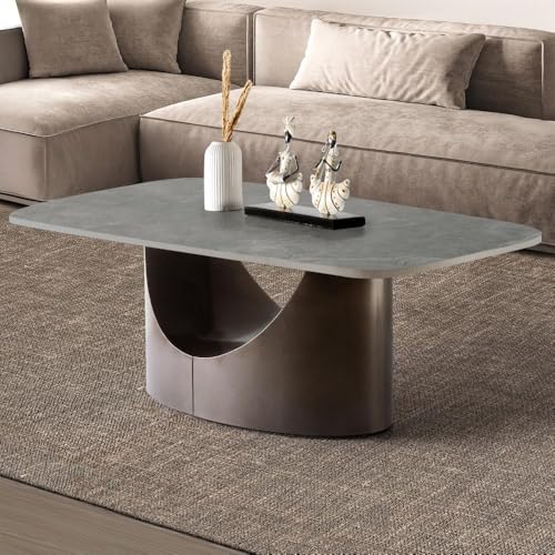 Image of Wakefit Colombian Coffee Table I Marble Finish I Vitrified Tile Top I Omani Grey