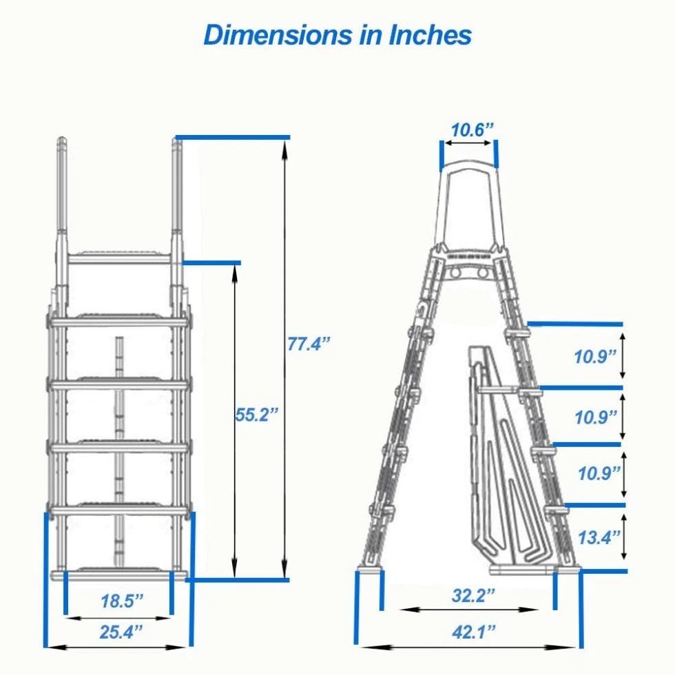 Escalera para piscina con marco en A, blanco, 250 lbs miniatura 4