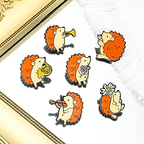 Image of feimeng jewelry Lovely Animals Enamel Pins Set, Cute Lapel Badges Brooches, Cartoon Pins Set for Backpack Clothes Hats Funny Pins and Button Jewelry Accessories (6Pcs Hedgehogs)