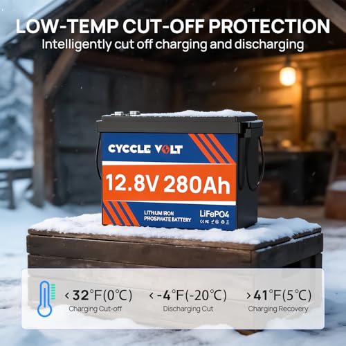 Image of Mini Size 12V 280Ah LiFePO4 Lithium Battery, Smart 200A BMS Low Temp Protection Rechargeable Battery, 10000+ Deep Cycle Lithium Iron Phosphate for Off-Grid, RV, Solar and Trolling Motor