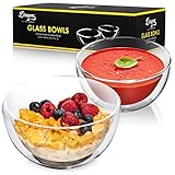 Dragon Glassware Clear Glass Bowl Set - 23 oz Durable Insulated Double Wall Glass Cereal Bowls Set of 2 - Microwave Safe & Freezer Safe - Great for Soups, Pastas, Desserts