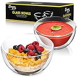 Dragon Glassware Soup Bowls, Clear Large Durable Insulated Double Wall Glass Cereal Bowls for Kitchen, Microwave Safe, Perfect for Hot and Cold Foods, 23 oz Capacity, Set of 2