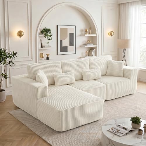 Image of 108 inch Boneless Couch for Living Room, L Shaped Modular Sectional Sofa
