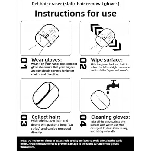Image of Arrebol Pet Hair Removal Glove for Cats & Dogs, Pets Double-Sided Pet Grooming Gloves，Reusable pet Hair Removal Gloves，Couch, Carpet, Clothing and Bedding - Portable, Multi-Surface Fur Removal Tool