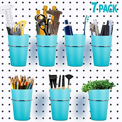 7 Sets Pegboard Bins with Rings, Ring Style Pegboard Hooks with Pegboard Cups, Pegboard Cup Holder Accessories for…