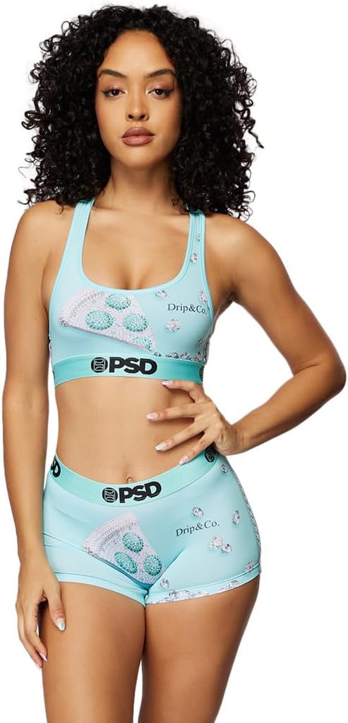 PSD Women's Rich Bandana Teal Sports Bra, Teal, S