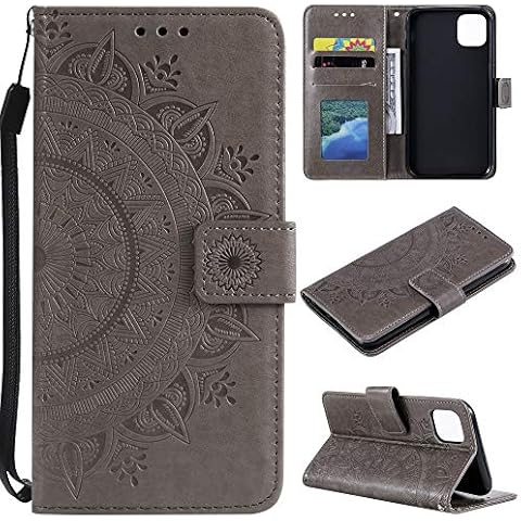 CoverKingz Mobile Phone Case for Apple iPhone 13 Mini - Mobile Phone Case with Card Slot iPhone 13 Mini Cover - Mandala Design Grey Cover