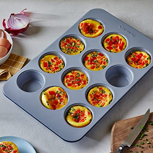 Caraway Non-Stick Ceramic 12-Cup Muffin Pan - Naturally Slick Ceramic Coating - Non-Toxic, Ptfe & Pfoa Free - Perfect For Cupcakes, Muffins, And More - Slate #TOP2