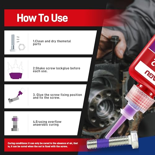 Image of 222 Purple Low Strength Thread Locker - 8.45 Oz /250ml - Removable Thread Lock -Anaerobic Curing Screw Glue for Metal Nuts,Bolts - Prevents Vibration Loosening & Rust - High Cost-Performance Ratio