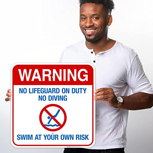 Señal No Lifeguard On Duty No Diving 18x18 in miniatura 2