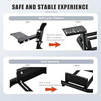 Vista 7 de Marada Racing Simulator Cockpit Stand with Black SeatRacing Game Stand fits Logitech G25 G27 G29 G920 G923 Thrustmaster FanatecSteering Wheel Stand