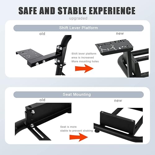 Miniatura 7 de Marada Racing Simulator Cockpit Stand with Black SeatRacing Game Stand fits Logitech G25 G27 G29 G920 G923 Thrustmaster FanatecSteering Wheel Stand