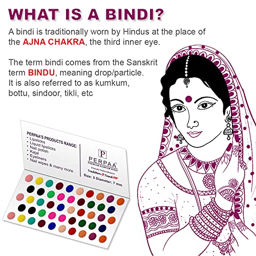 Image of PERPAA Premium Velvet Sticker Kumkum Bindi Box of 15 Flaps - Pottu for Women,Ladies, Girls (Size 5, Diameter 6mm, Multicolor)