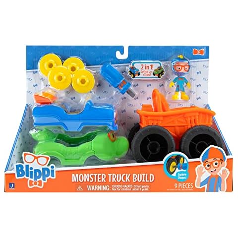 Blippi BLP0213 BUILD-3-Inch Racer Figure with Build and Take Apart Monster Truck Cover