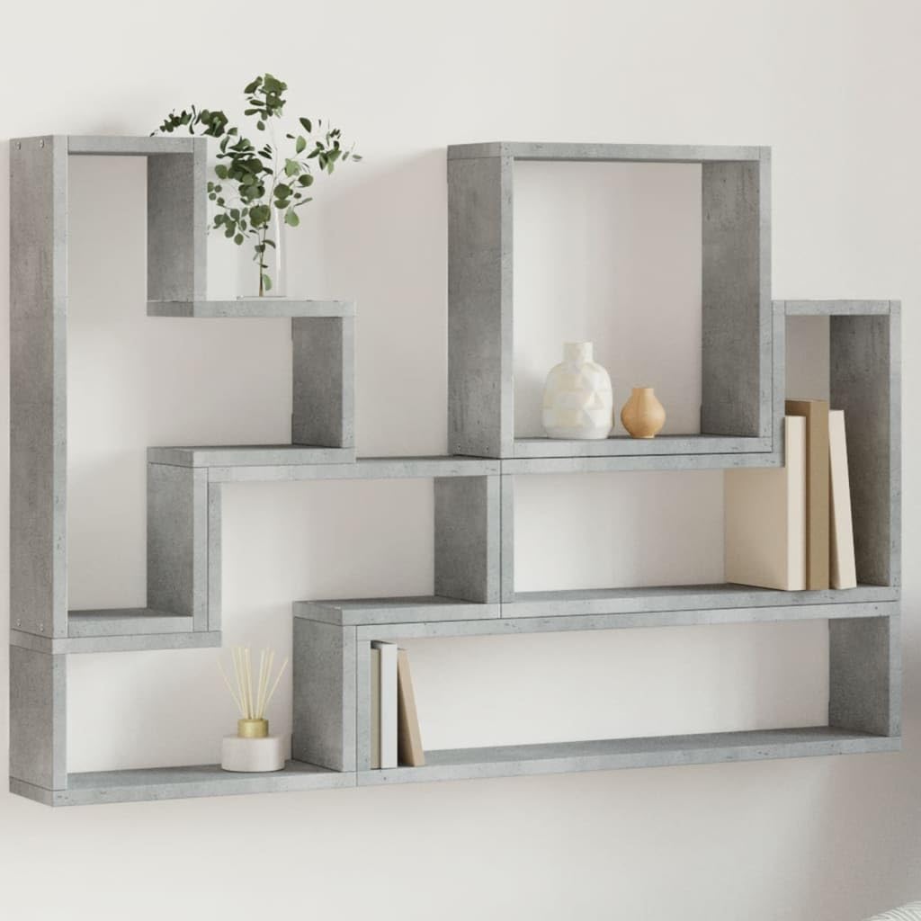 Étagère murale en bois gris béton 96 x 12 x 64 cm