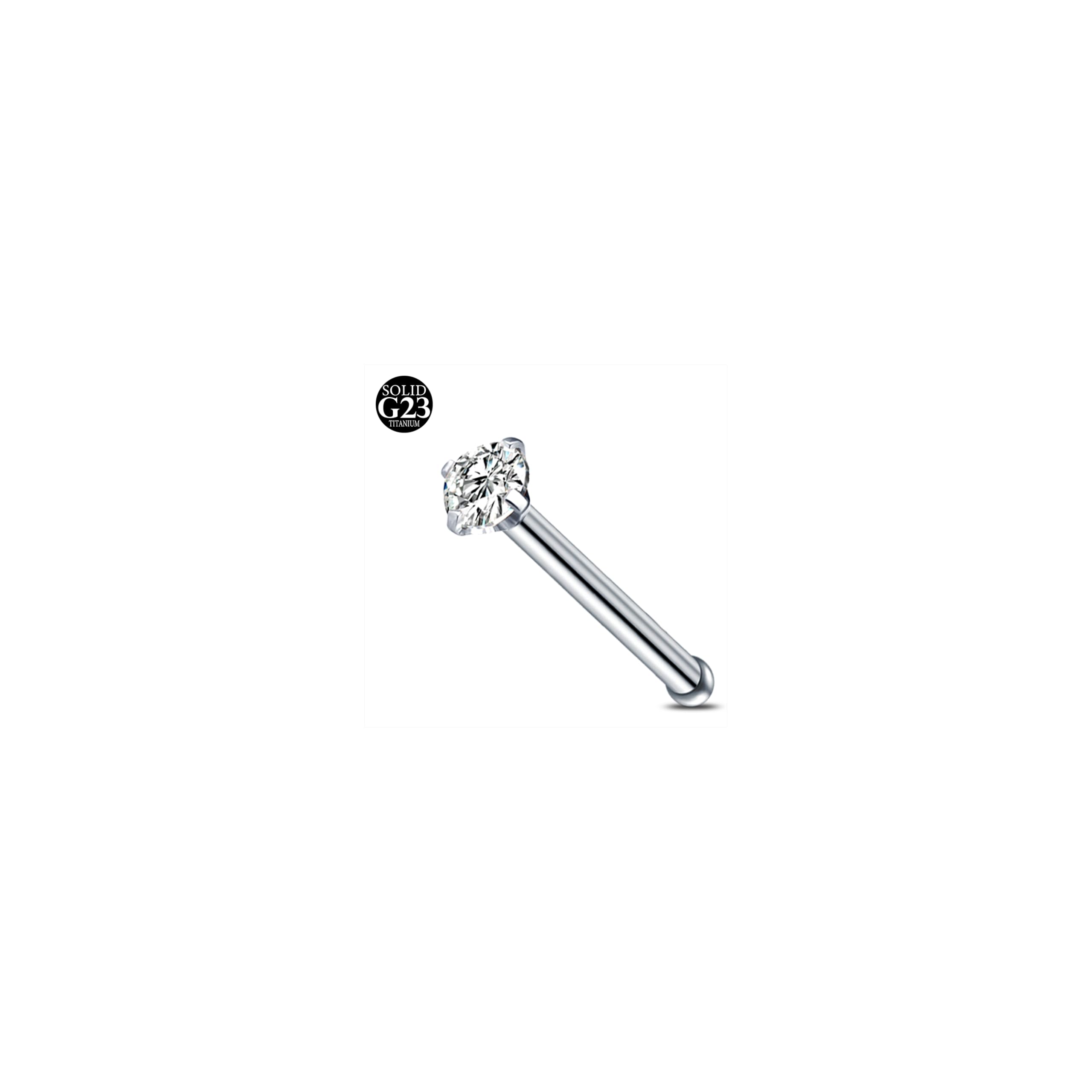 AceFun 20G piercing nariz titanio plata 1 forma G23 plata recta Piercing nariz Joyería para Mujeres Hombres plata circonio cúbico diamantes 1.5mm 2mm 2.5mm 3mm — view 10