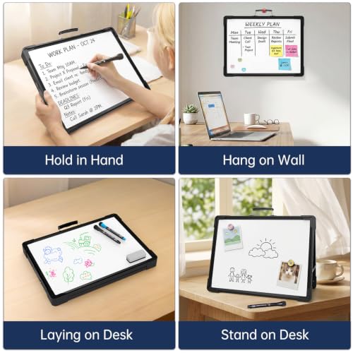 Image of Small Dry Erase White Board - TSJ OFFICE 12 inch x 16 inch Mini Easel Desktop Double Sided Whiteboard, Portable Magnetic Board on Table Top with Holder for Drawing, Teacher Instruction, Memo Board