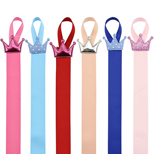 QtGirl 6pcs 18" Long Multicolor Kids Girls Ribbon Hair Bow Holder Hair Clips Storage Organizer Hanger