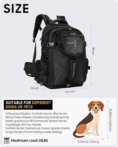 Dog-Carrier-BackpackPet-and-Laptop-All-in-One-Bag-Breathable-and-Waterproof-Backpack-for-Hiking-Camping-and-Travel-Suitable-for-Small-Pets-Under-20-Pounds-Black