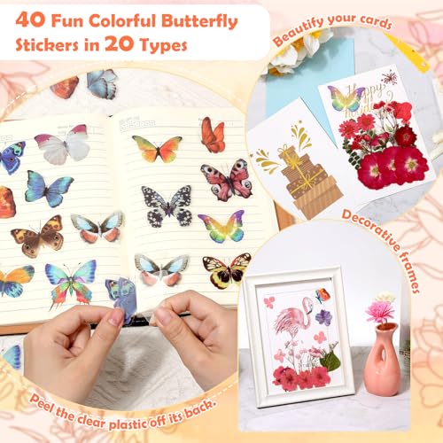 Image of 269 PCS Dried Pressed Flowers for Resin Crafts, Bulk Real Nature Pressed Flowers Set Dried Wildflowers Leaves with Butterfly Stickers Tweezers for Jewelry Making DIY Scrapbook Floral Frame Decors