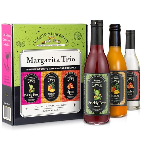 Image of Liquid Alchemist Margarita Mix Trio Pack - Prickly Pear, Mango & Spicy Syrup | Our Small Batch Margarita Mixers Use Real Ingredients Perfect for any Cocktail Syrup Enthusiast (3 Pack, 12.7 oz Bottles)