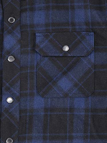 Image of ZENTHACE Men's Quilted Lined Hooded Plaid Jacket,Zipper & Snap Closure