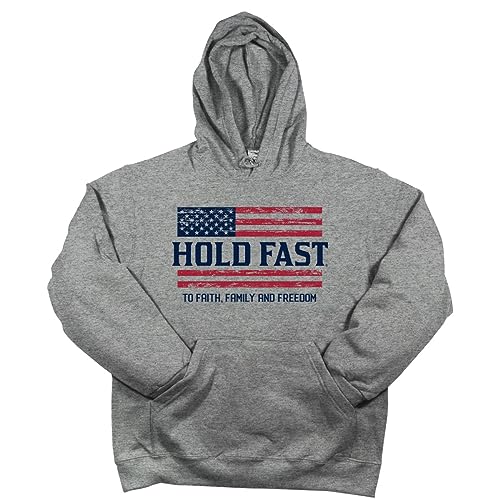 Hold Fast Mens Hooded Sweatshirt - 2 Color Flag - Athletic Heather