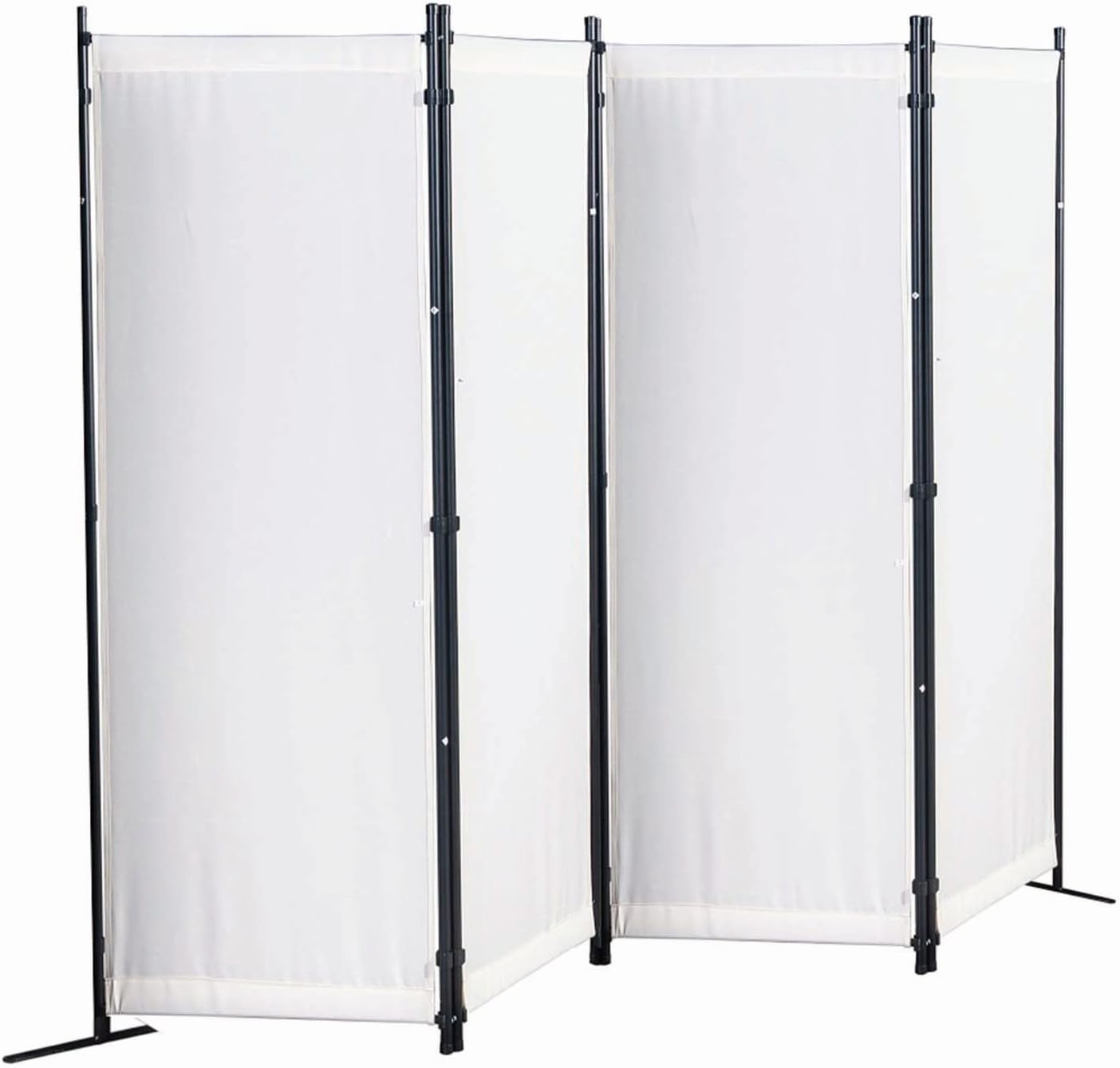 GOJOOASIS Biombo 170 x 220 cm Separador de 4 Paneles, Decoración Elegante, Separador de Ambientes Plegable, Divisor de Habitaciones (Blanco)