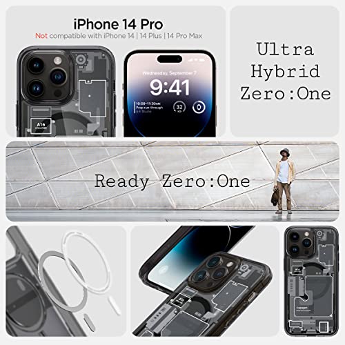 Image of Spigen Ultra Hybrid MagFit Back Cover Case for iPhone 14 Pro, MagSafe Compatible, Air Cushion Technology - PC+TPU | Zero One