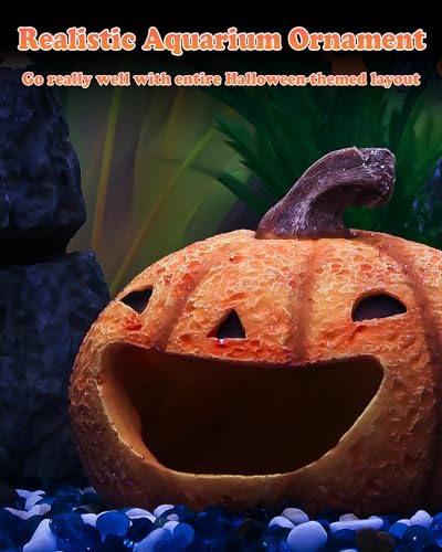 Image of Uniclife Halloween Aquarium Decoration Resin Pumpkin House Ornament Halloween Fish Tank Pumpkin Decoration for Aquarium Landscape Reptile Hideout Hideaway Spawning Cave for 5-20 Gallon Fish Tanks