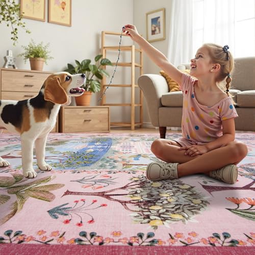 Tapete Decorativo Vasofe 3x5 Rosa Bajo Pile miniatura 5