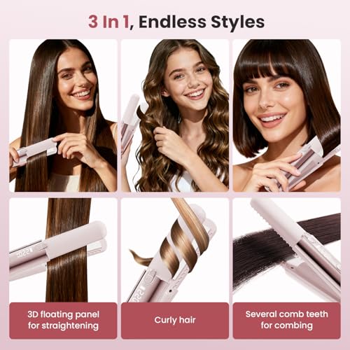 CHIKYO plancha de pelo inalámbrica 2 en 1 portátil rosa miniatura 2