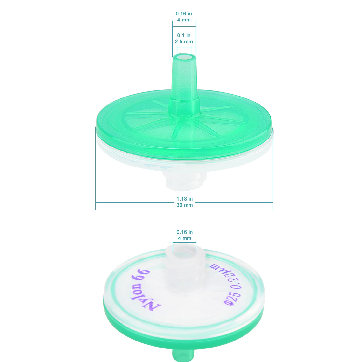 stonylab 10 Sztuk Filtrów Strzykawki, Sterylnych Filtrów Membranowych Nylon 66 Filtracja Hydrofilowa z Wielkości Porów 0,22 μm i Średnicy 25 mm, Pojedynczo Owinięte, Tylko do Użytku Laboratoryjnego