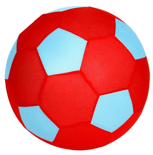 BURI XXL Meshball Riesenball 50cm groß | weicher Netzball Spielball aufblasbar | Stoffball Mesh Ball für Kinder, Erwachsene & Senioren | Sportball Gymnastikball Bewegungsball (Rot/Blau)