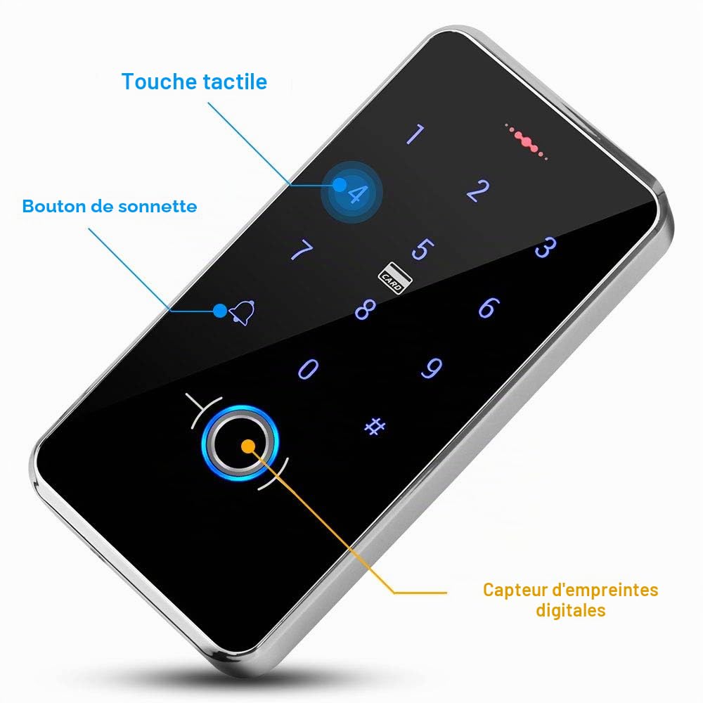 FST Kit de Système de Contrôle d'accès de Porte IP68 Clavier RFID d'empreinte Digitale étanche + Serrure Magnétique électrique 180KG + 10 pièces Porte-clés pour la Maison Extérieure