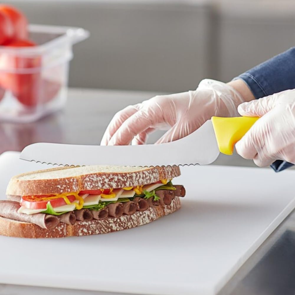 TrueCraftware- 9” Blade Bread Knife German Steel with Yellow Polypropylene Handle- Razor Sharp Multipurpose Sharp Kitchen Knife for Homemade Bread Crusty Breads Cake Bagel Home Kitchen Restaurants