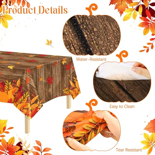 Image of Kochorie 100 Ft x 54 Inch Fall Plastic Tablecloth Roll with Slide Cutter Thanksgiving Pumpkin Maple Leaves Table Cloth Autumn Harvest Party Table Cover Roll for Autumn Events Family Banquet Parties