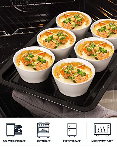 Porcelain Small Bowls, 8 Ounce Dessert Bowls, Ramekins Oven Safe, Ice Cream Bowls, Bouillon Cups, Set of 6 - Image 4